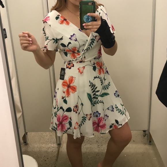 Express Floral Mock Wrap Dress - Picture 2 of 2